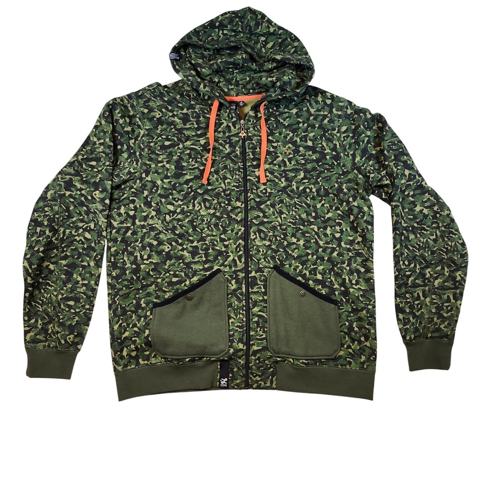 VTG NWT LRG Full Zip Hoodie Men 2XL Green Camo Good Streetwear Snap Pockets Logo